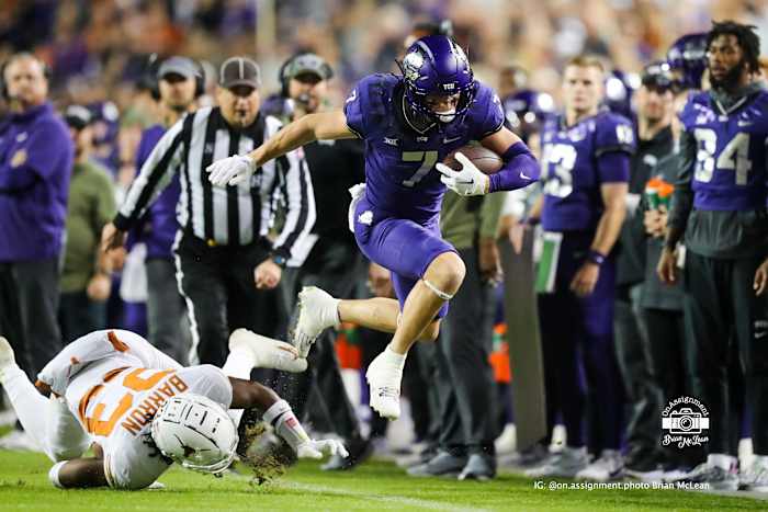 TCU wide receiver JP Richardson against Texas on November 11, 2023